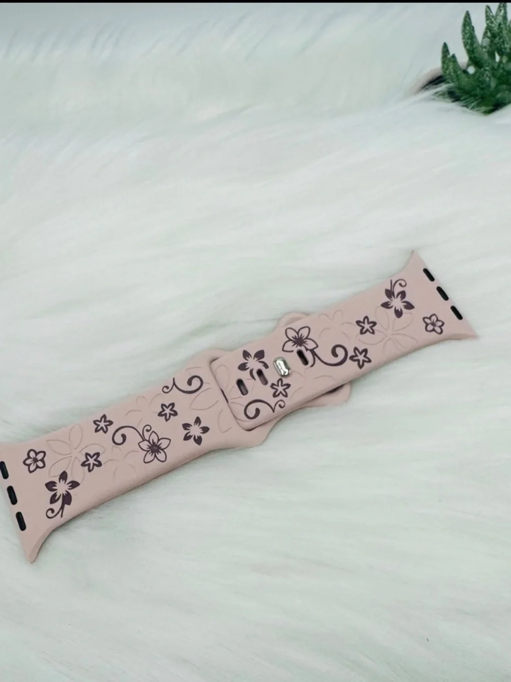Floral Design Apple Watch Bands 42mm 44mm 45mm 49mm Pink Brown